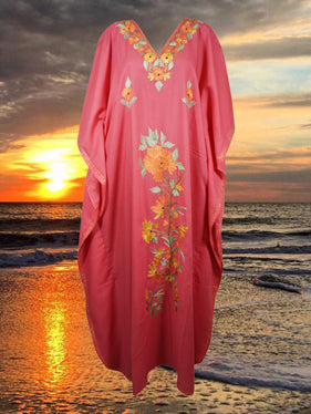 Womens Kaftan Maxidress, Travel Maxi Dresses, Pink L-3XL