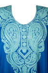 Womens Kaftan Maxi Dress, Embroidered Blue Caftan  L-2XL