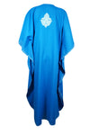 Womens Kaftan Maxi Dress, Embroidered Blue Caftan  L-2XL