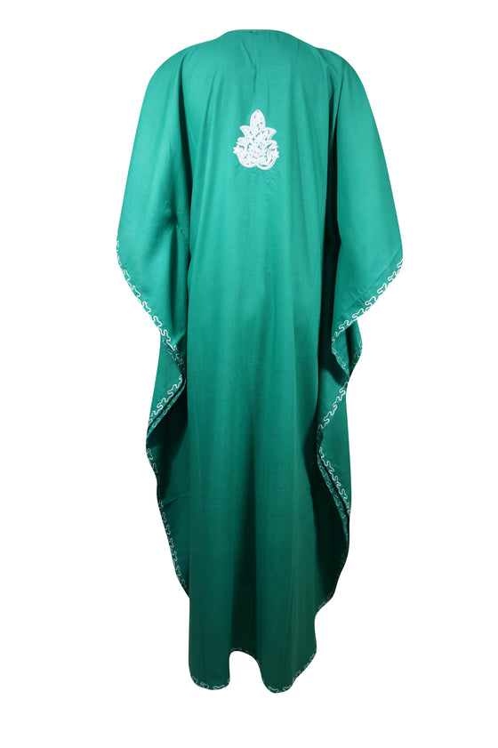 Women's Kaftan Maxi Dress, Green Beach Caftan L-2XL