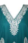 Embroidered Kaftan Maxi Dress Green Cruise Caftans  L-2XL