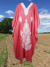 Women's Travel Kaftan Pink Boho Maxi Dress Gift  L-2XL