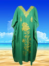 Green Embroidered Caftan Dress Boho Gypsy L-2X