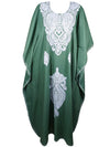 Women's Green Maxi Kaftan Dress Boho Resort Wear L-2XL