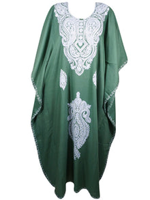  Women's Green Maxi Kaftan Dress Boho Resort Wear L-2XL