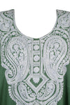 Women's Green Maxi Kaftan Dress Boho Resort Wear L-2XL