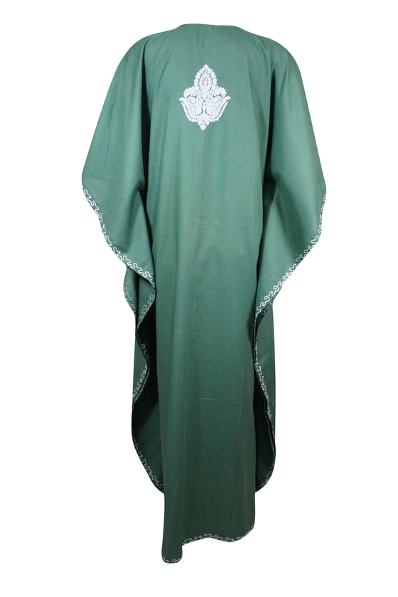Women's Green Maxi Kaftan Dress Boho Resort Wear L-2XL