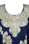Women's Kaftan Maxi Dress, Blue Embroidered Caftan  L-2XL