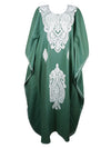 Women's Kaftan Maxi Dress, Green White Boho Caftans L-2XL