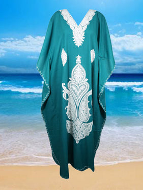 Woman Maxi Kaftan Dress Blue Flowy Kaftan Gift L-2XL