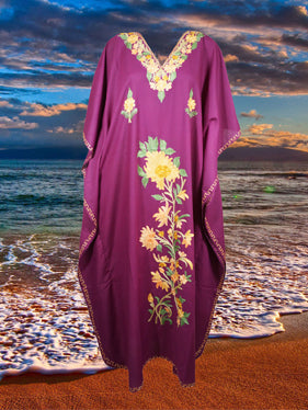 Womens Caftan Maxi Dress, Handmade Purple Kaftan  L-2XL