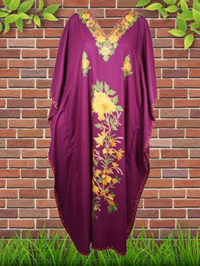 Womens Elegant Purple embroidered Kaftan  L-2XL