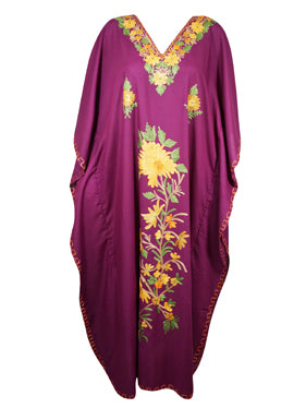 Womens Elegant Purple embroidered Kaftan  L-2XL