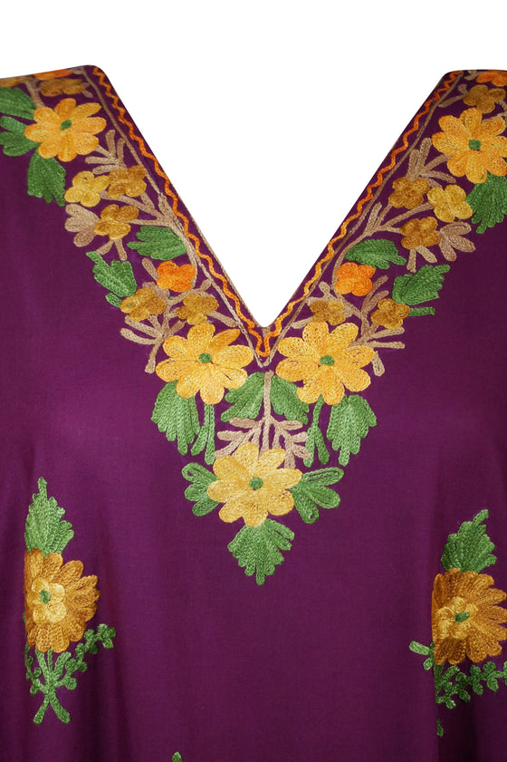 Womens Elegant Purple embroidered Kaftan  L-2XL