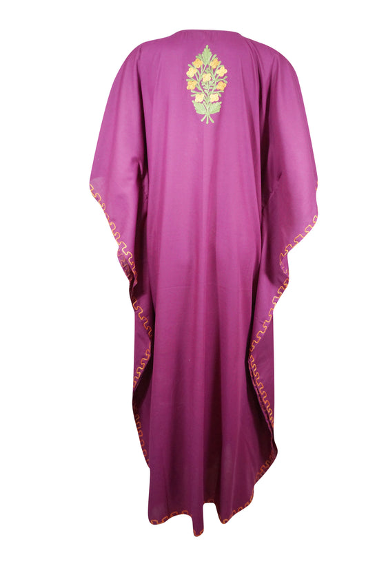 Womens Elegant Purple embroidered Kaftan  L-2XL