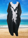 Womens Maxi Kaftan Dress, Black embroidered Caftan L-3XL