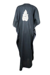 Women's Kaftan Maxi Dress Black Embroidered Caftans L-2XL