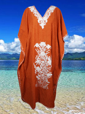Women's Kaftan Maxi Dress, Rustic Orange Caftans L-2XL