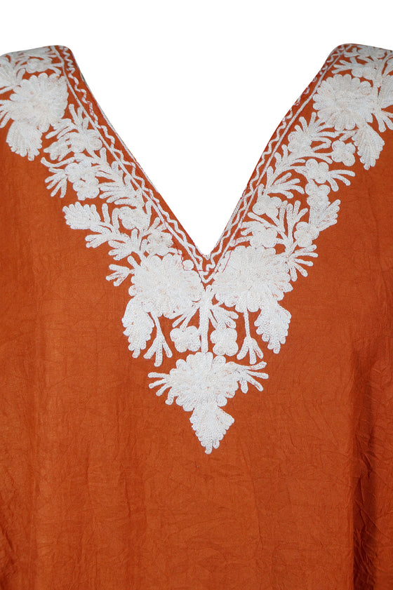Women's Kaftan Maxi Dress, Rustic Orange Caftans L-2XL