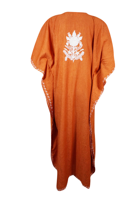 Women's Kaftan Maxi Dress, Rustic Orange Caftans L-2XL