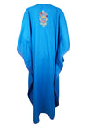 Womens Kaftan Maxi Dress Blue Embroidered Dresses L-2XL