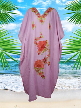 Women's Kaftan Maxi Dress, Pink Boho Lounge Caftans L-2XL