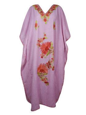 Women's Kaftan Maxi Dress, Pink Boho Lounge Caftans L-2XL