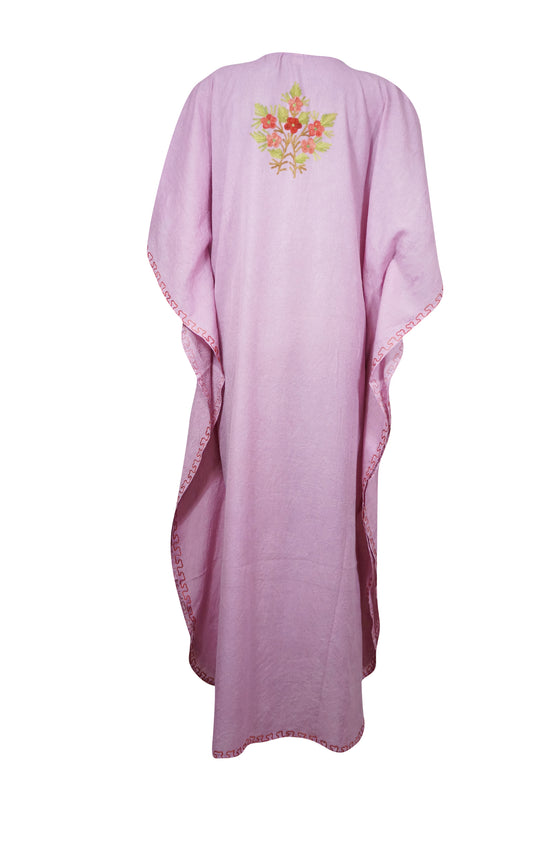 Women's Kaftan Maxi Dress, Pink Boho Lounge Caftans L-2XL