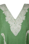 Womens Kaftan Maxi Dress Green Embroidered Kaftan L-2XL
