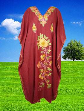 Womens Kaftan Maxi Dress crimson red Housedress, Caftan L-2XL