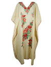 Womens Kaftan Maxi Dress Yellow Embroidered Kaftan  L-2XL
