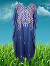 Women's Kaftan Maxi Dress, Blue Embroidered Caftans L-2XL