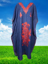 Women's Kaftan Maxi Dress Blue Beach Embroidered Caftans L-2XL