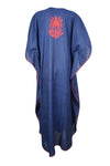 Women's Kaftan Maxi Dress Blue Beach Embroidered Caftans L-2XL