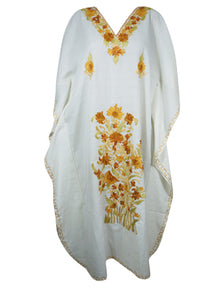  Womens Kaftan Maxi Dress White Flowy Caftan L-2XL