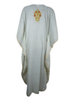 Womens Kaftan Maxi Dress White Flowy Caftan L-2XL