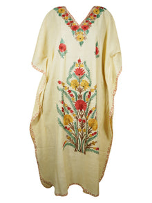  Yellow Maxidress, Floral Embroidered Resort Kaftan Dresses L-2XL