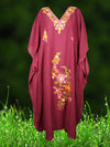Women's Kaftan Maxi Dress Carmine Pink  Floral Embroidered Caftans L-2XL