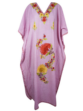 Women's Kaftan Maxi Dress, Pink Embroidered Caftans  L-2XL