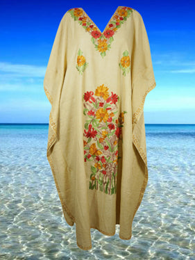 Women's Kaftan Maxi Dress Beige Boho Maxi Dress  L-2XL