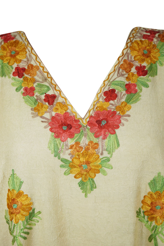 Women's Kaftan Maxi Dress Beige Boho Maxi Dress  L-2XL