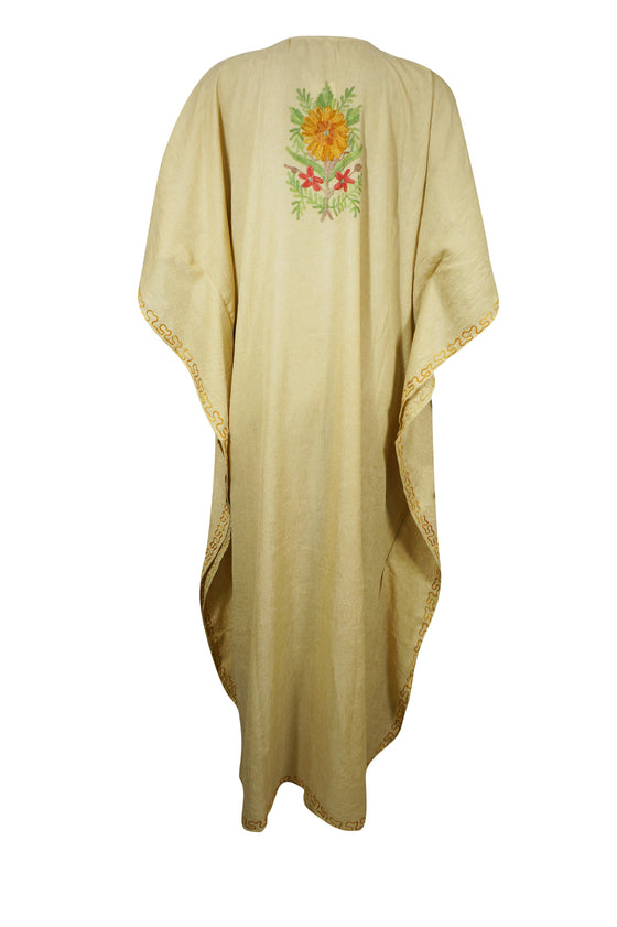 Women's Kaftan Maxi Dress Beige Boho Maxi Dress  L-2XL