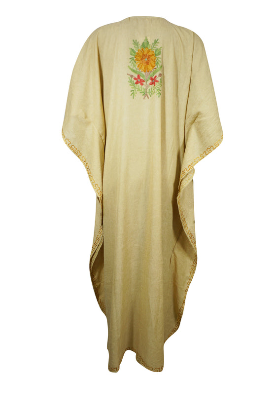 Women's Kaftan Maxi Dress, Beige Boho Maxi Dress  L-2XL