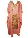 Women's Travel Maxi Kaftan Peach Embroidered Caftans L-2XL