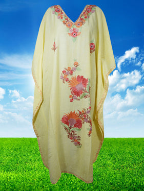 Women's Kaftan Maxi Dress Lemon Yellow Maxi Dress L-2XL