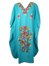 Women's Kaftan Maxi Dress Blue Embroidered Caftans L-2XL