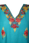 Women's Kaftan Maxi Dress Blue Embroidered Caftans L-2XL