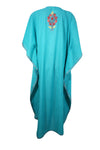 Women's Kaftan Maxi Dress Blue Embroidered Caftans L-2XL
