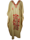 Womens Kaftan Maxidress, Persian Orange Embroidered Caftan L-2XL