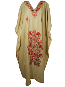  Womens Kaftan Maxidress, Persian Orange Embroidered Caftan L-2XL